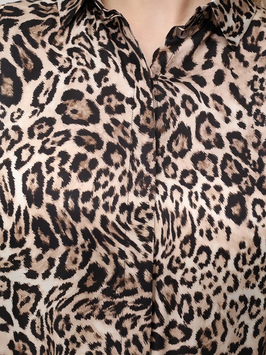 Платье из хлопка и шелка FREE AGE WS24.DR086M.6001.9012 Анималистичный принт  Фото 5