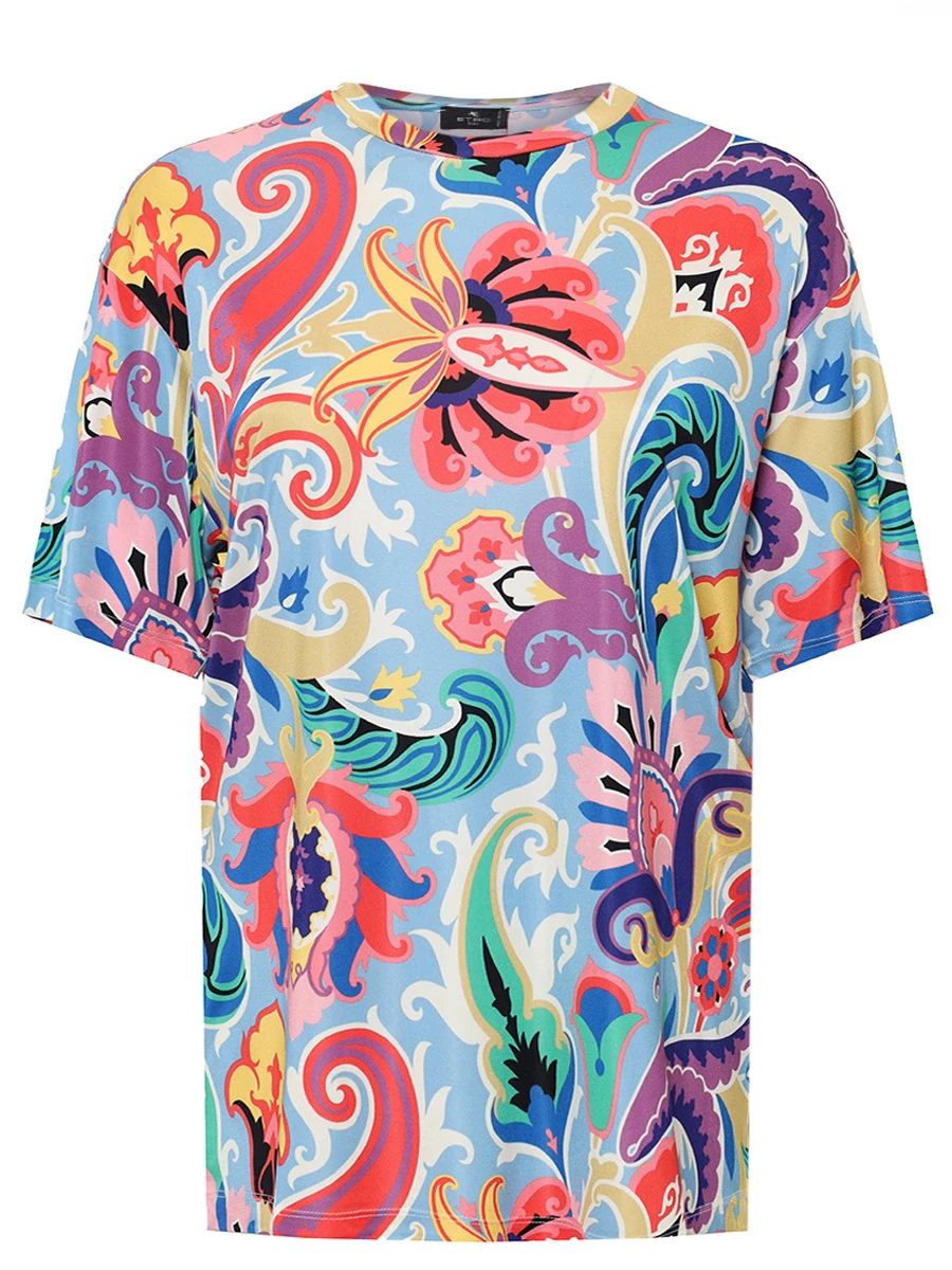 Футболка из вискозы ETRO WRMA0007 99IAD11X0887 Мультиколор 
