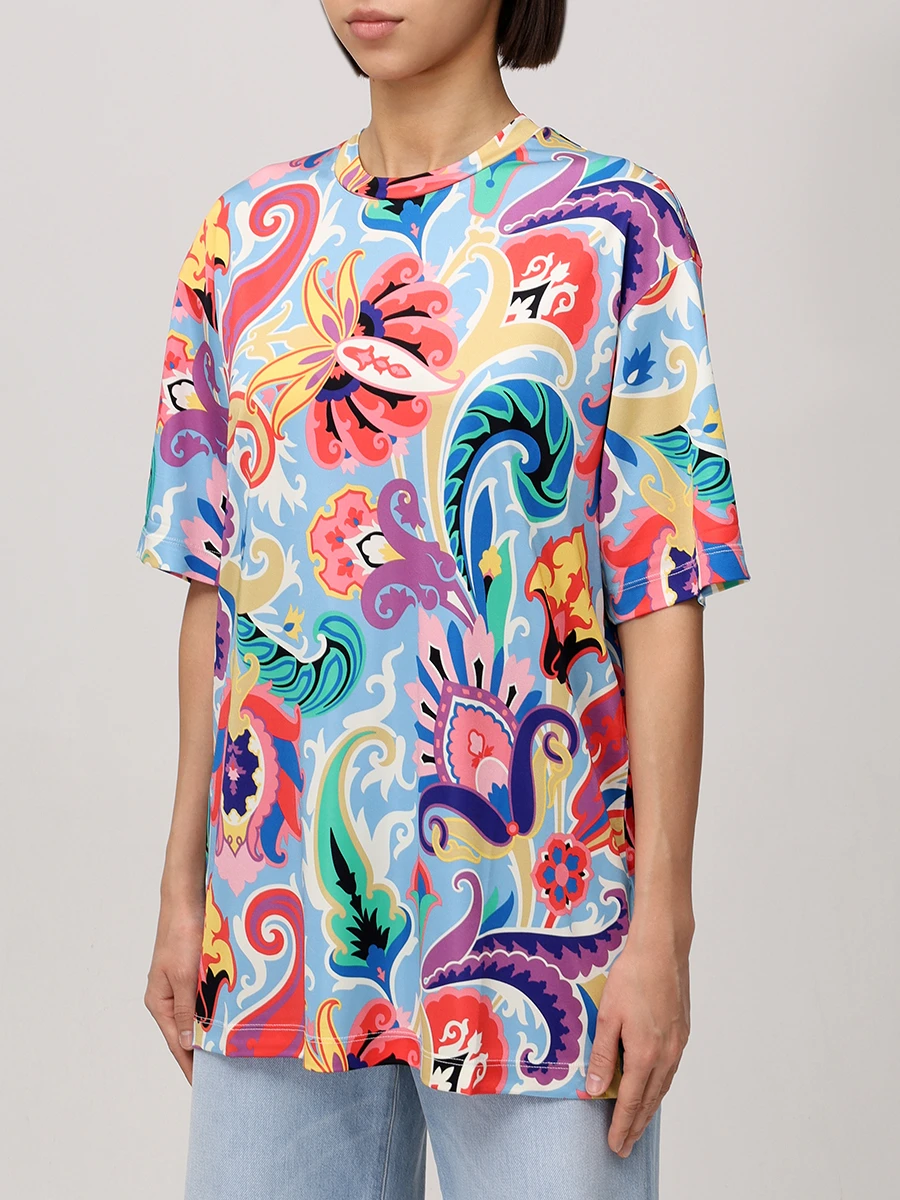 Футболка из вискозы ETRO WRMA0007 99IAD11X0887 Мультиколор  Фото 4