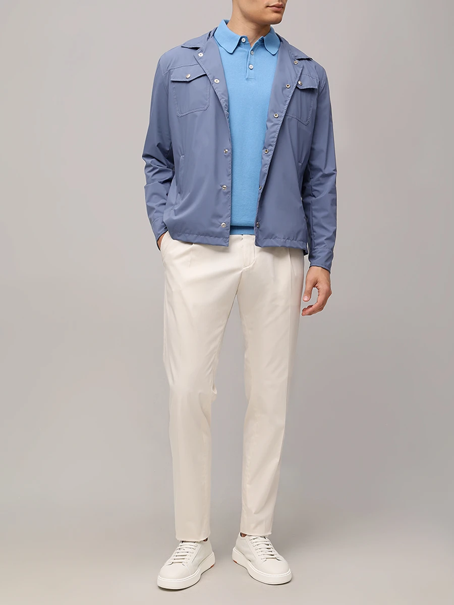 Поло хлопковое PAUL & SHARK 22411609/337 Голубой  Фото 2