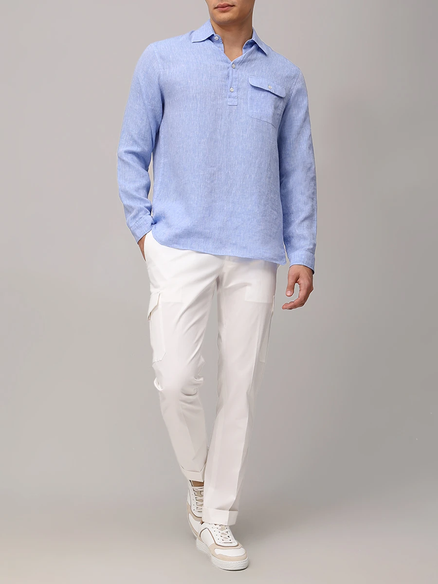 Рубашка Regular Fit льняная PAUL & SHARK 25413282/080 Голубой  Фото 2
