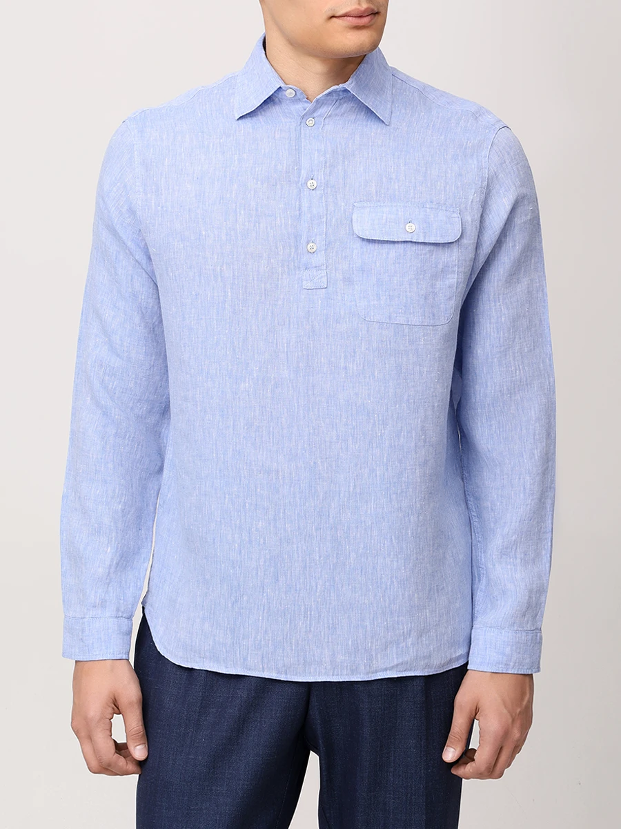 Рубашка Regular Fit льняная PAUL & SHARK 25413282/080 Голубой  Фото 4