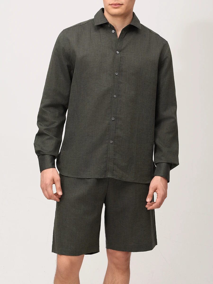 Рубашка изо льна и хлопка ZIMMERLI 4697-23202/671 Зеленый  Фото 2