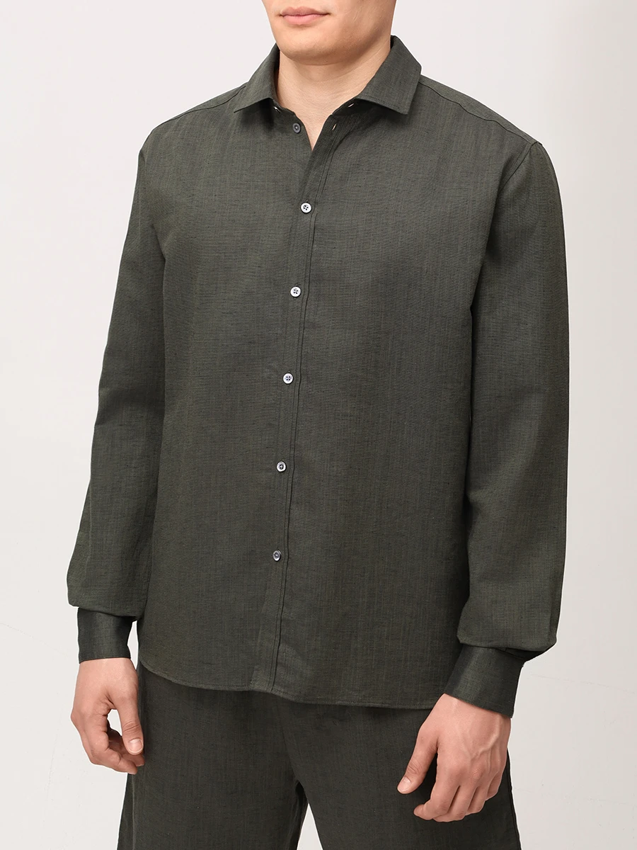 Рубашка изо льна и хлопка ZIMMERLI 4697-23202/671 Зеленый  Фото 4