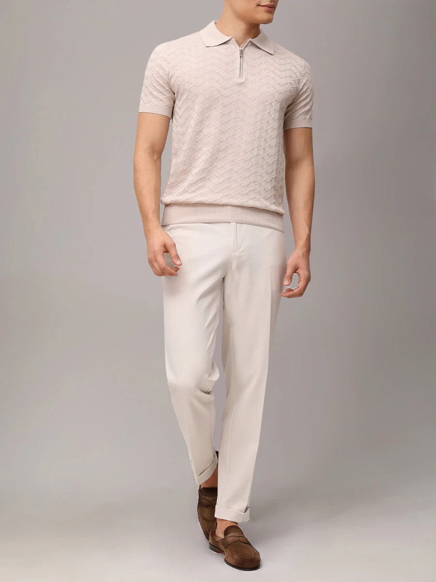 

Поло из шелка и хлопка, Бежевый, U360449PZ/0230