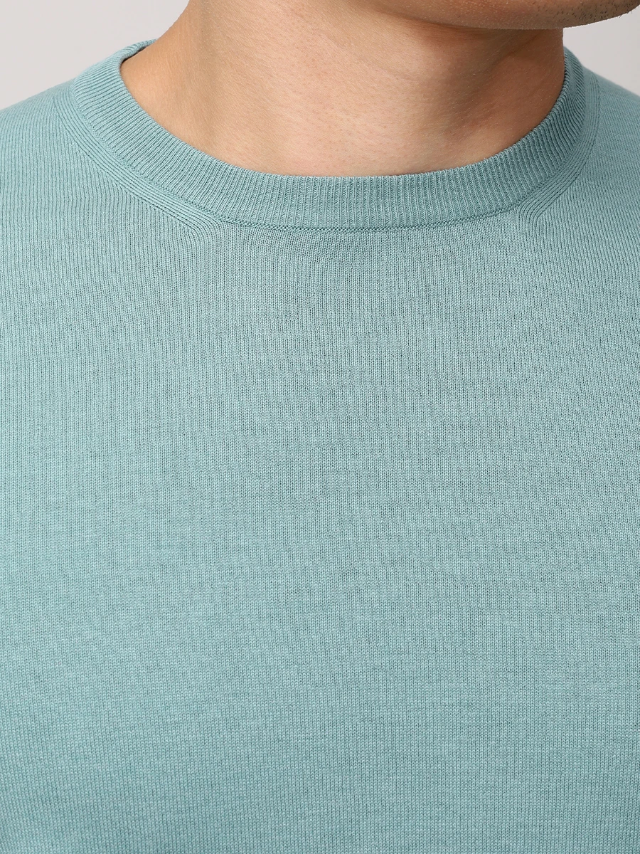 Футболка из шелка и хлопка PANICALE U360401G/0620 Бирюзовый  Фото 5