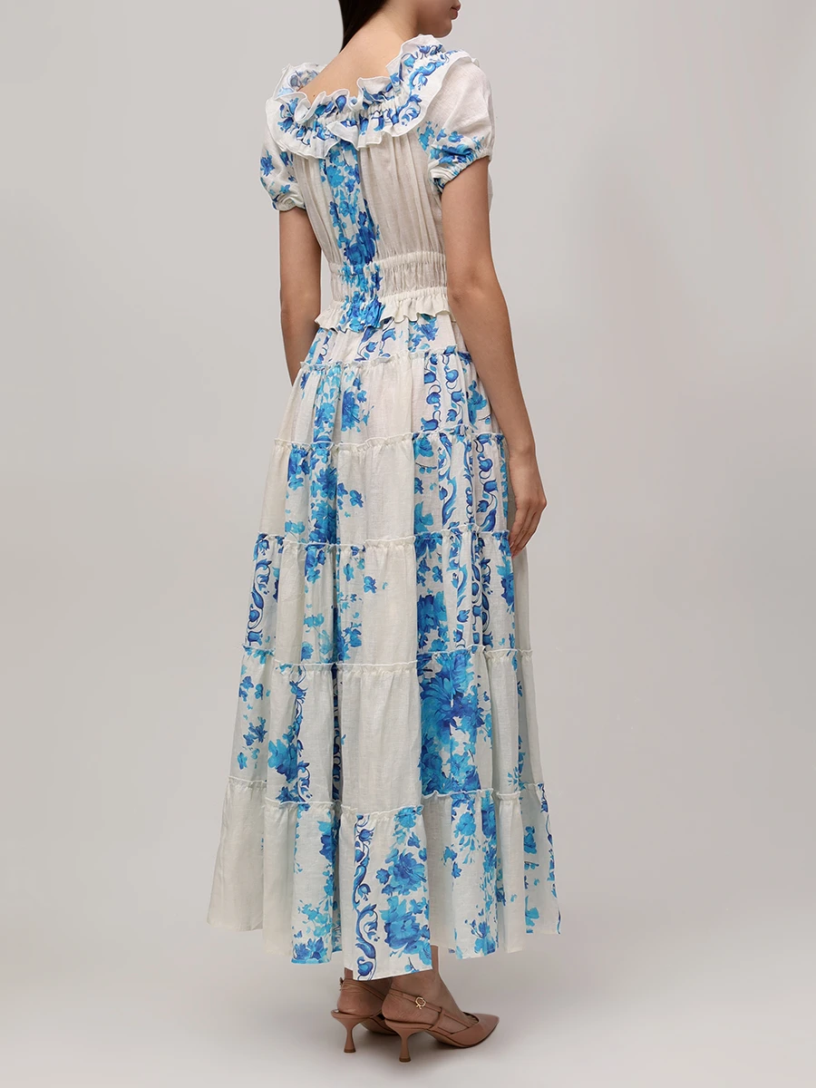 Платье Klara льняное CHRISTINA BERLA Klara Dress JUL23379_VAR1 Голубой  Фото 3