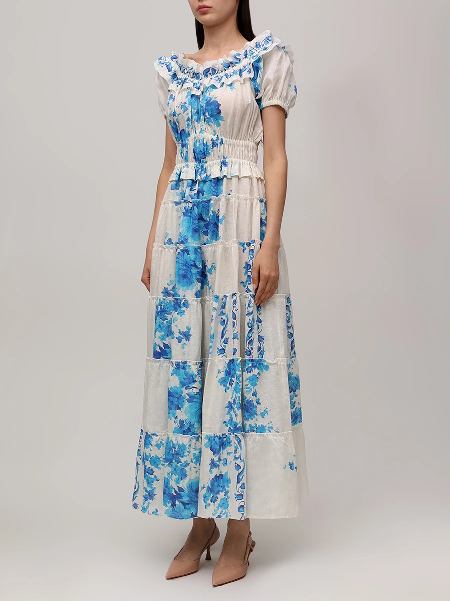 Платье Klara льняное CHRISTINA BERLA Klara Dress JUL23379_VAR1 Голубой  Фото 4