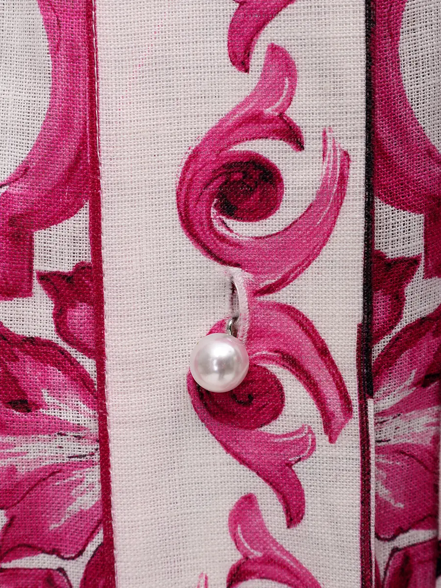 Платье льняное CHRISTINA BERLA Nataly Dress 09631 fuchsia/white Принт  Фото 6