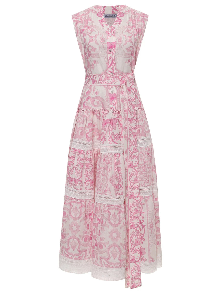 Платье Nicola льняное CHRISTINA BERLA Nicola Dress 09631 baby pink Розовый 