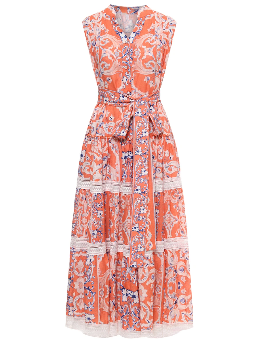 

Платье Nicola льняное, Оранжевый, Nicola Dress 09631 orange/purple