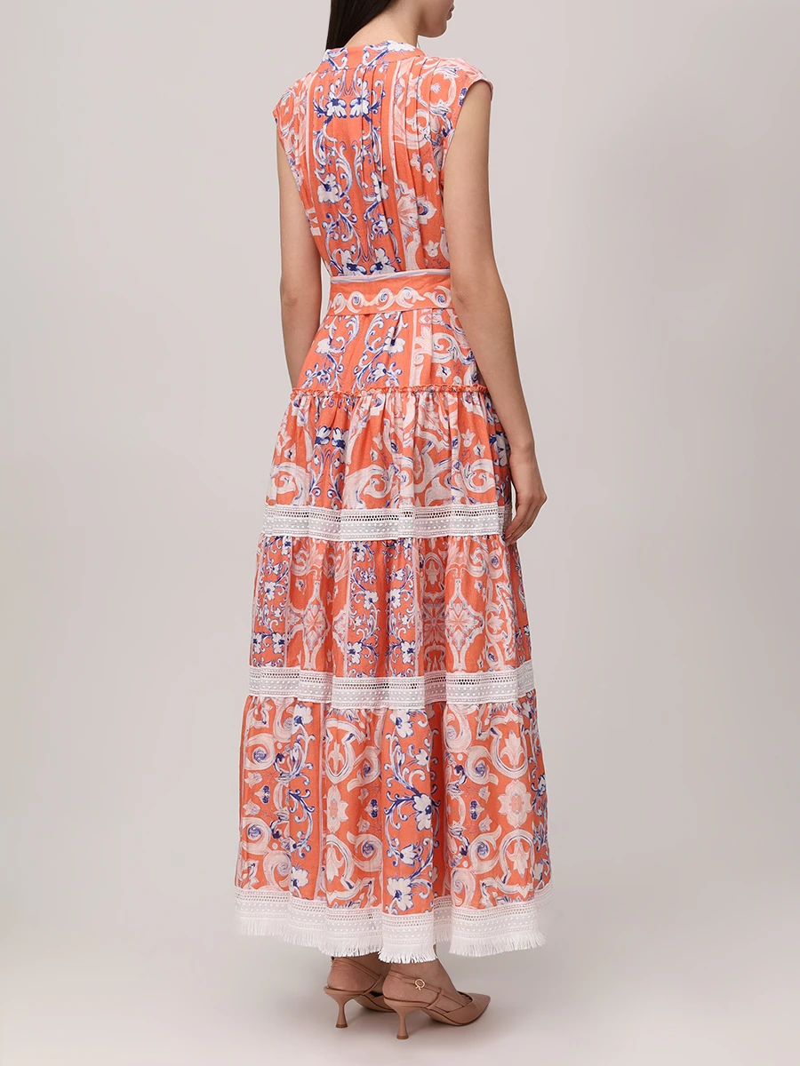 Платье Nicola льняное CHRISTINA BERLA Nicola Dress 09631 orange/purple Оранжевый  Фото 3