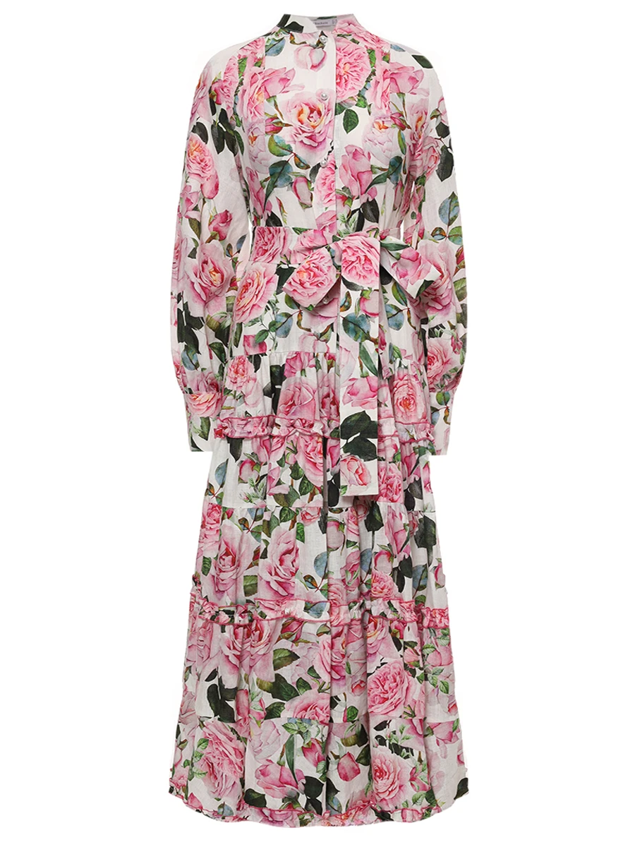 Платье Lorenza льняное CHRISTINA BERLA Lorenza Dress 42411 peonies Цветочный принт 