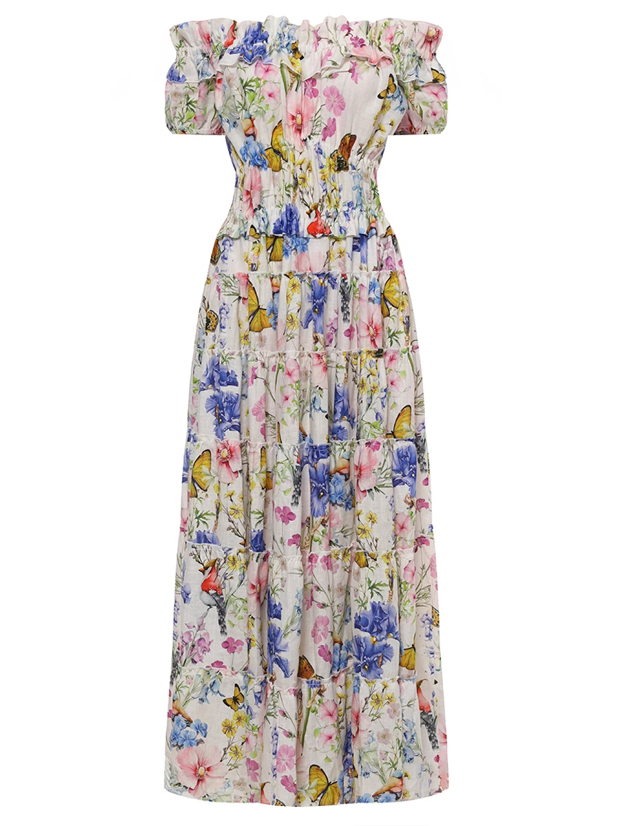Платье Alva льняное CHRISTINA BERLA Alva Dress 53221 Цветочный принт 