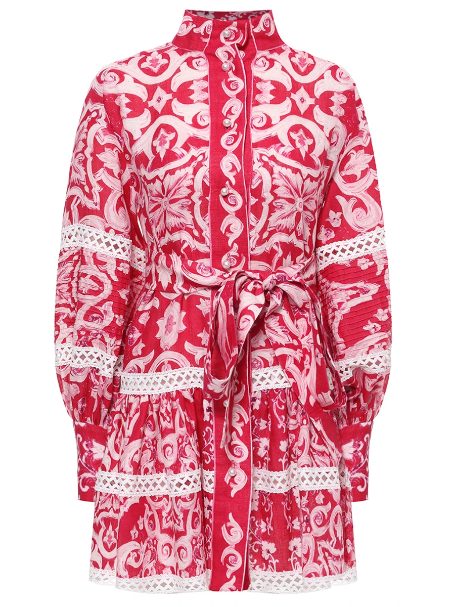 Платье Evelyn льняное CHRISTINA BERLA Evelyn Dress 09631 red/pink Красный 