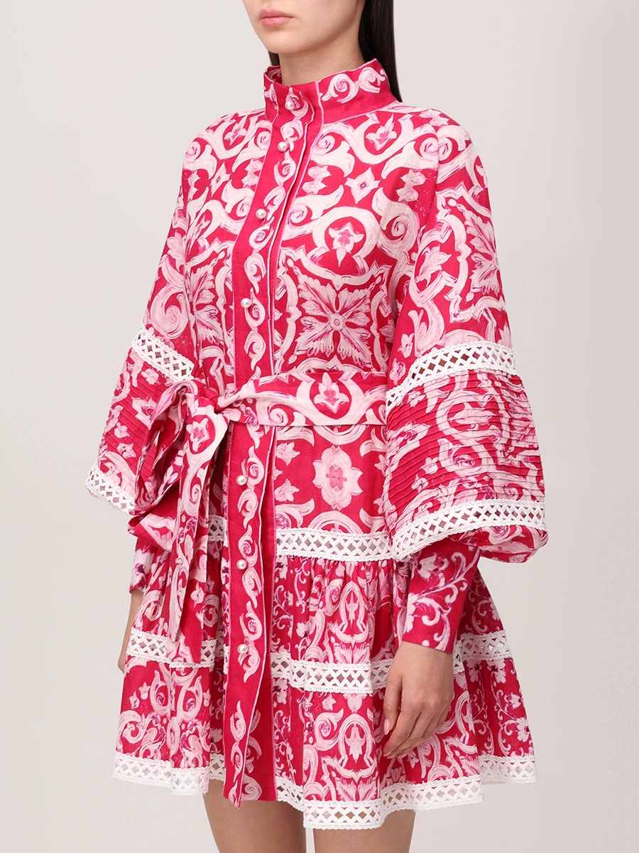Платье Evelyn льняное CHRISTINA BERLA Evelyn Dress 09631 red/pink Красный  Фото 4