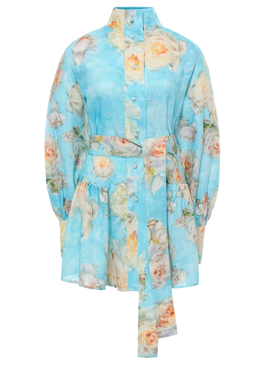 

Платье Cassie льняное, Голубой, Cassie Dress JUL23387_VAR2