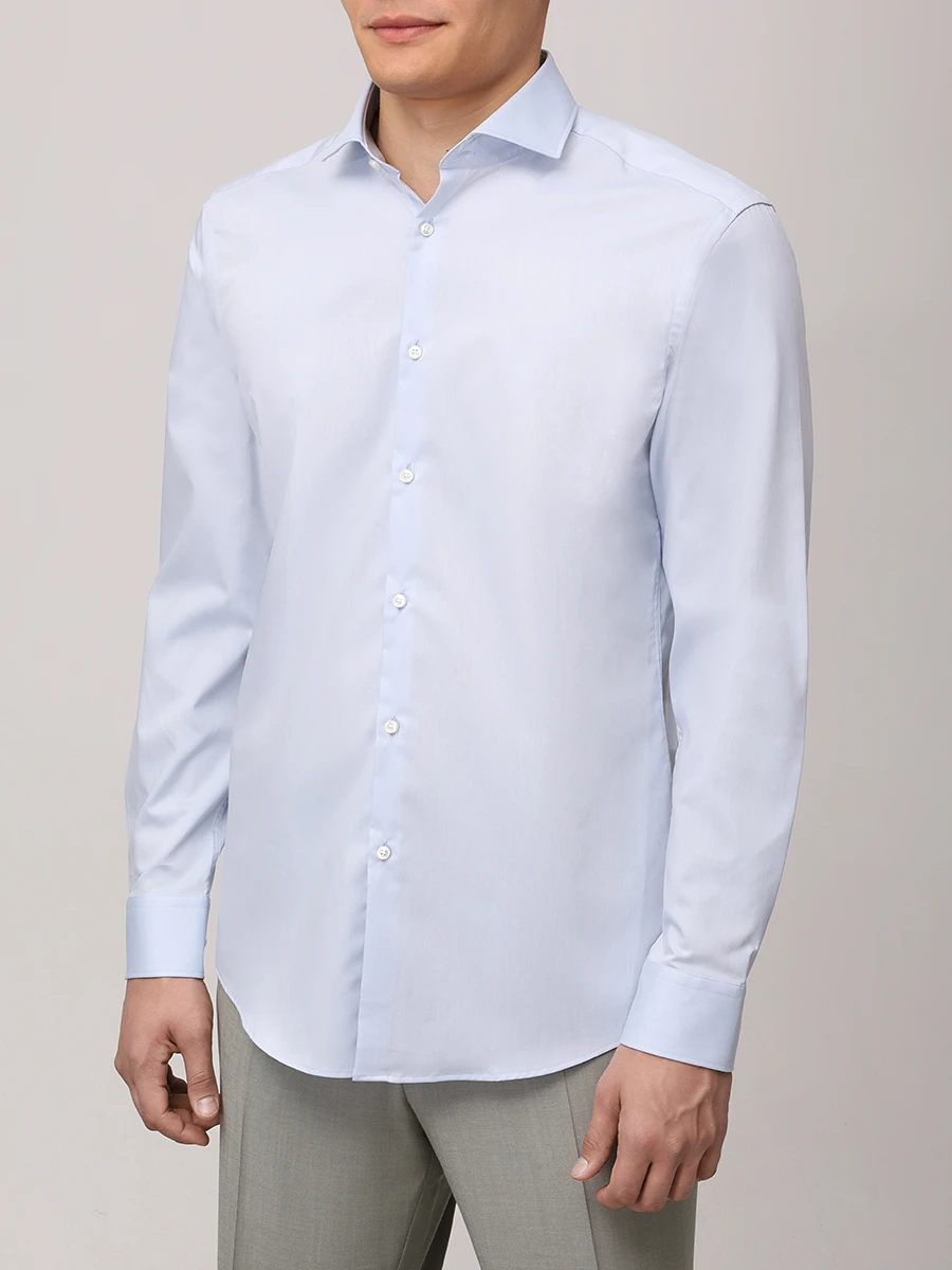 Рубашка Slim Fit хлопковая HUGO 50482056/459 Голубой  Фото 4