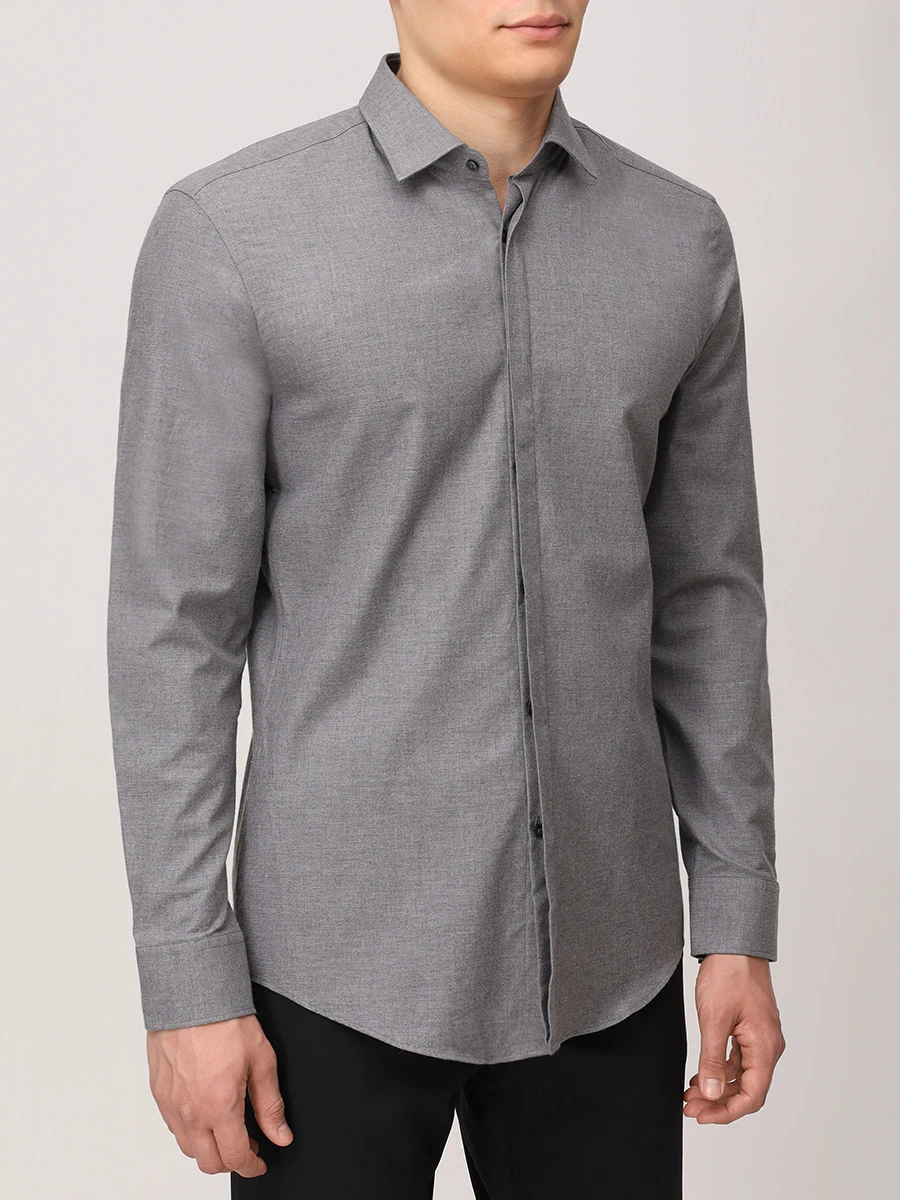 Рубашка Slim Fit хлопковая HUGO 50534882/086 Серый  Фото 4