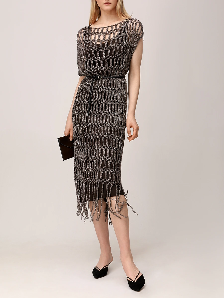 Платье льняное ANTONELLI FIRENZE 41538N - 41592 B10 Коричневый  Фото 2