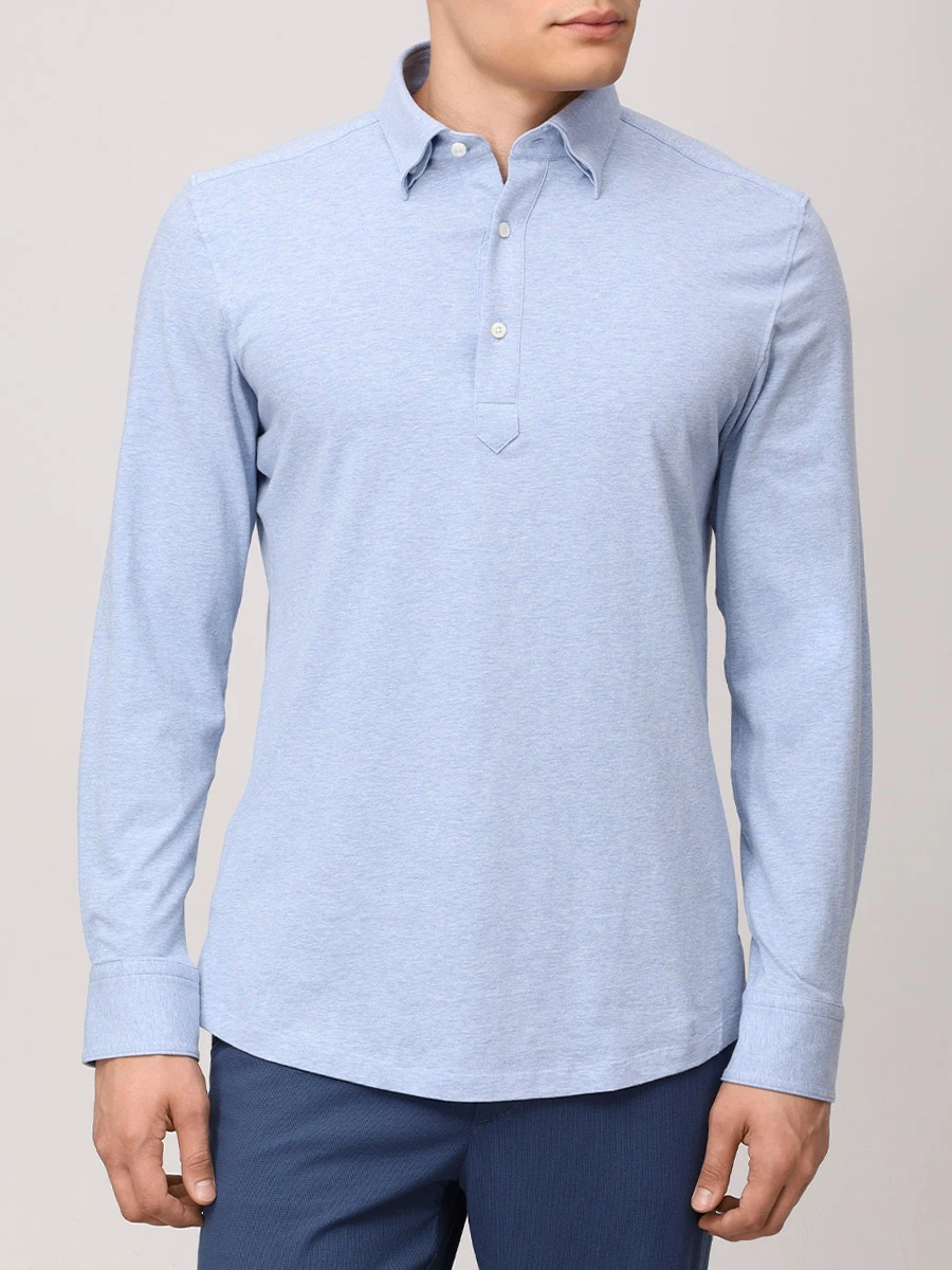 Поло Casual Fit хлопковое BOSS 50535415/450 Голубой  Фото 4