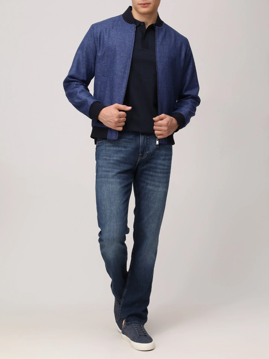 Поло Slim Fit хлопковое BOSS 50531787/404 Синий  Фото 2