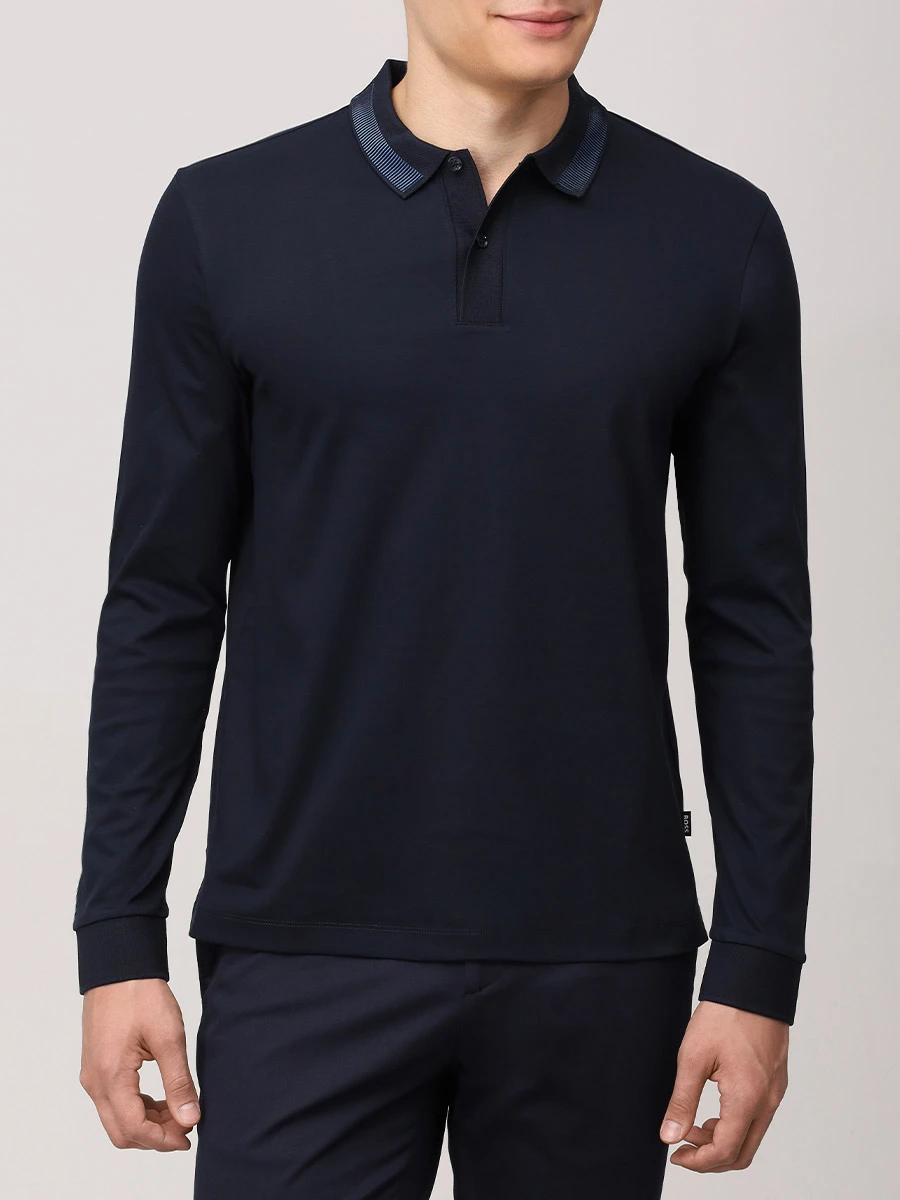 Поло Slim Fit хлопковое BOSS 50531787/404 Синий  Фото 4