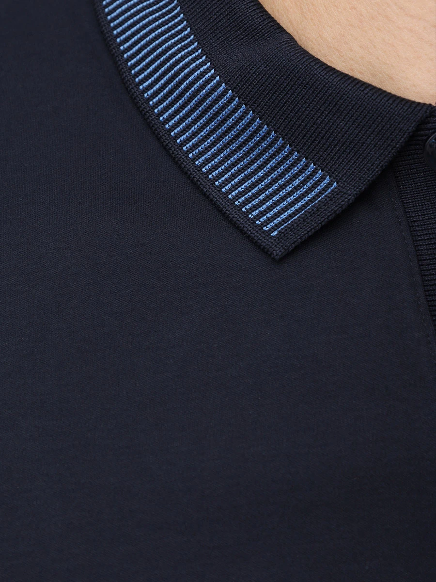 Поло Slim Fit хлопковое BOSS 50531787/404 Синий  Фото 6