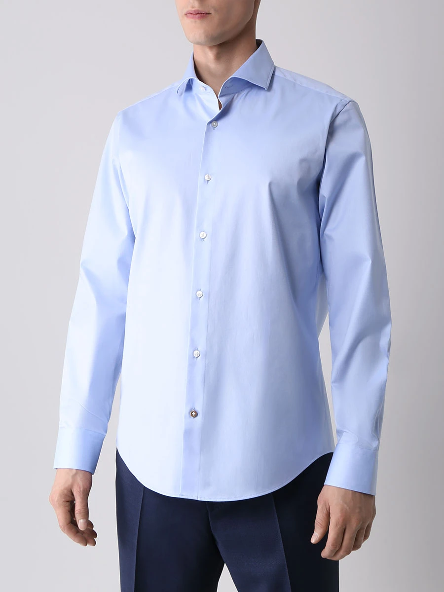 Рубашка Regular Fit хлопковая BOSS 50479948/450 Голубой  Фото 4