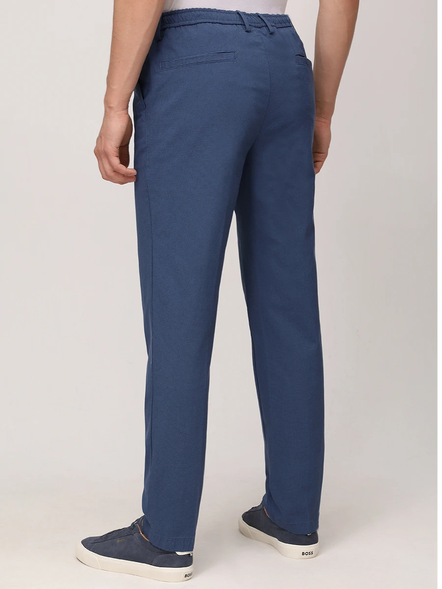 Брюки Regular Tapered Fit из вискозы и хлопка BOSS 50530856/404 Синий  Фото 3