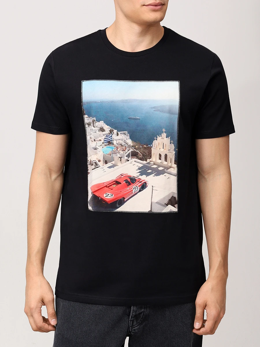 

Футболка хлопковая, Черный, SANTORINI