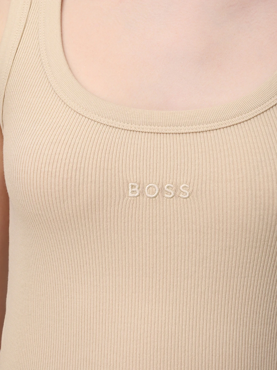 Топ хлопковый BOSS 50504245/287 Бежевый  Фото 5