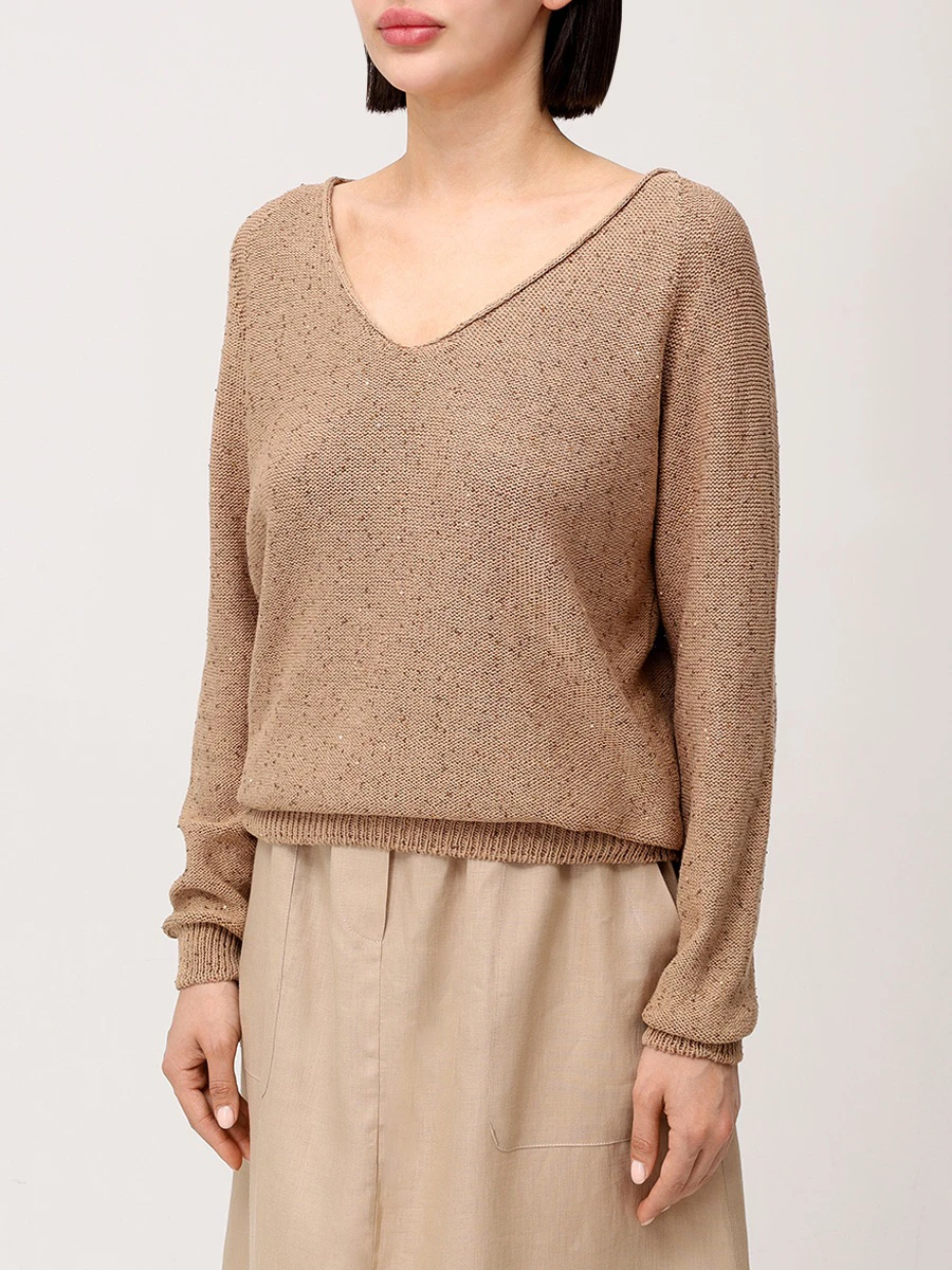 Пуловер хлопковый GRAN  SASSO P20251420832408130 Коричневый  Фото 4