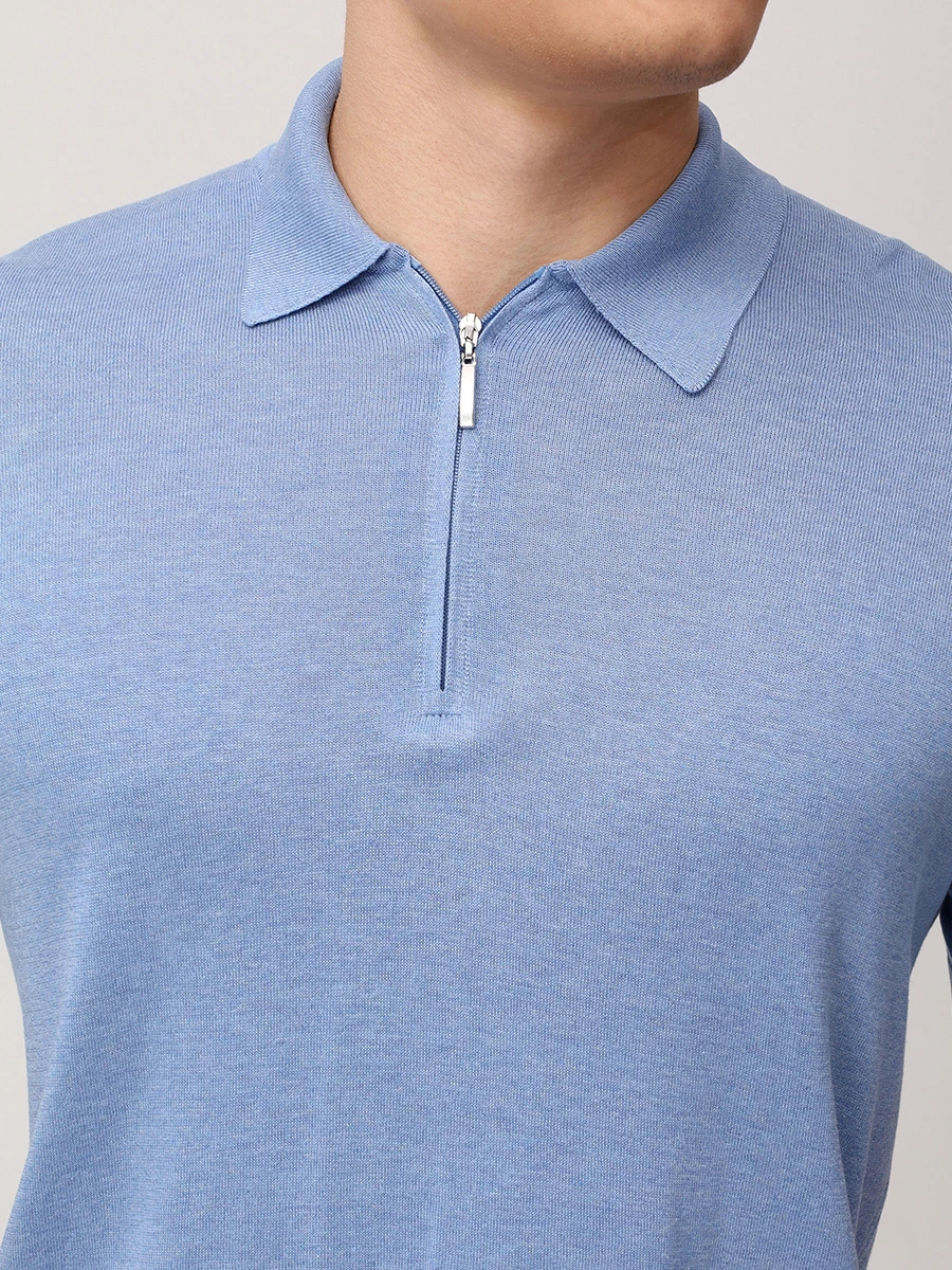 Поло шелковое GRAN  SASSO 43166/23503/530 Голубой  Фото 5