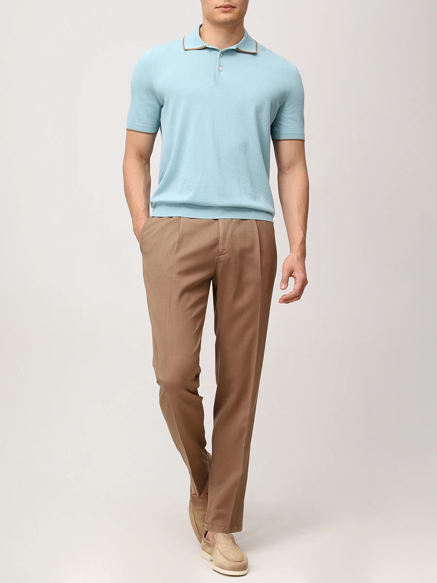 Поло хлопковое GRAN  SASSO 57175/20613/430 Бирюзовый  Фото 2