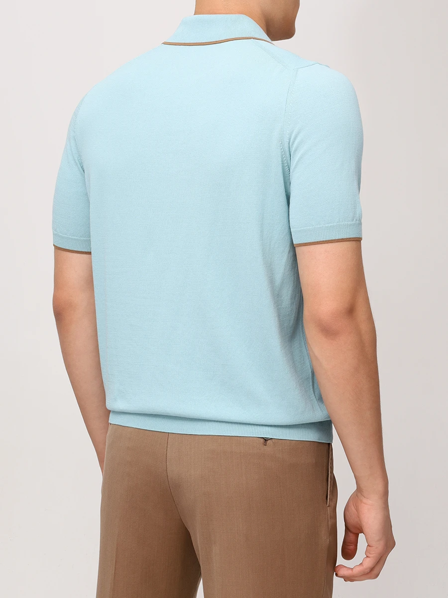 Поло хлопковое GRAN  SASSO 57175/20613/430 Бирюзовый  Фото 3