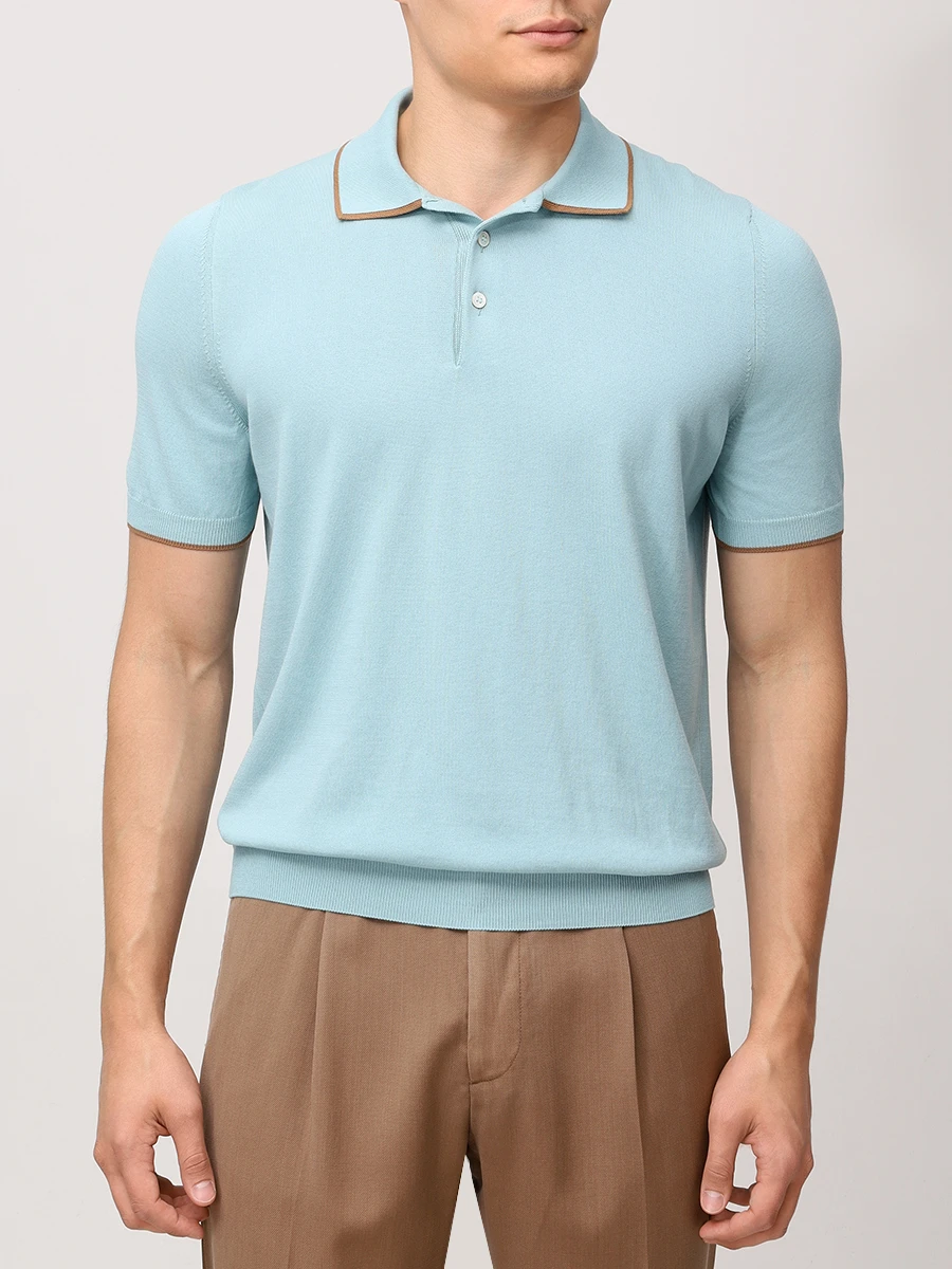Поло хлопковое GRAN  SASSO 57175/20613/430 Бирюзовый  Фото 4