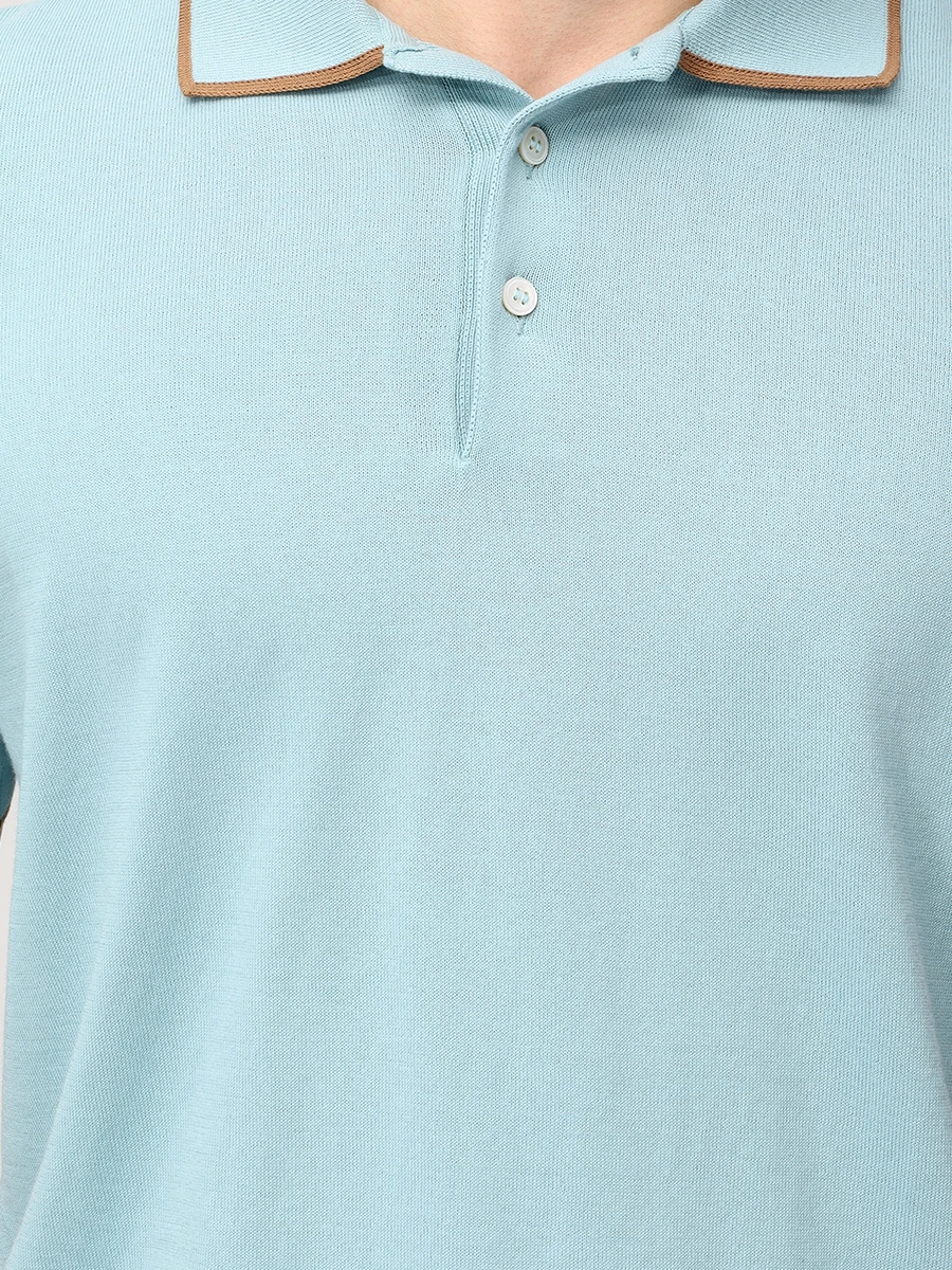 Поло хлопковое GRAN  SASSO 57175/20613/430 Бирюзовый  Фото 5