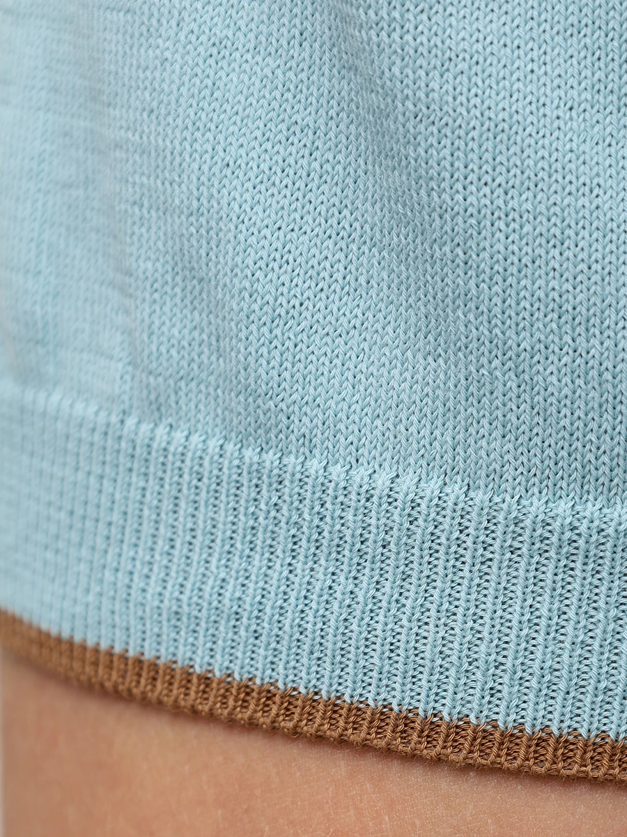 Поло хлопковое GRAN  SASSO 57175/20613/430 Бирюзовый  Фото 6