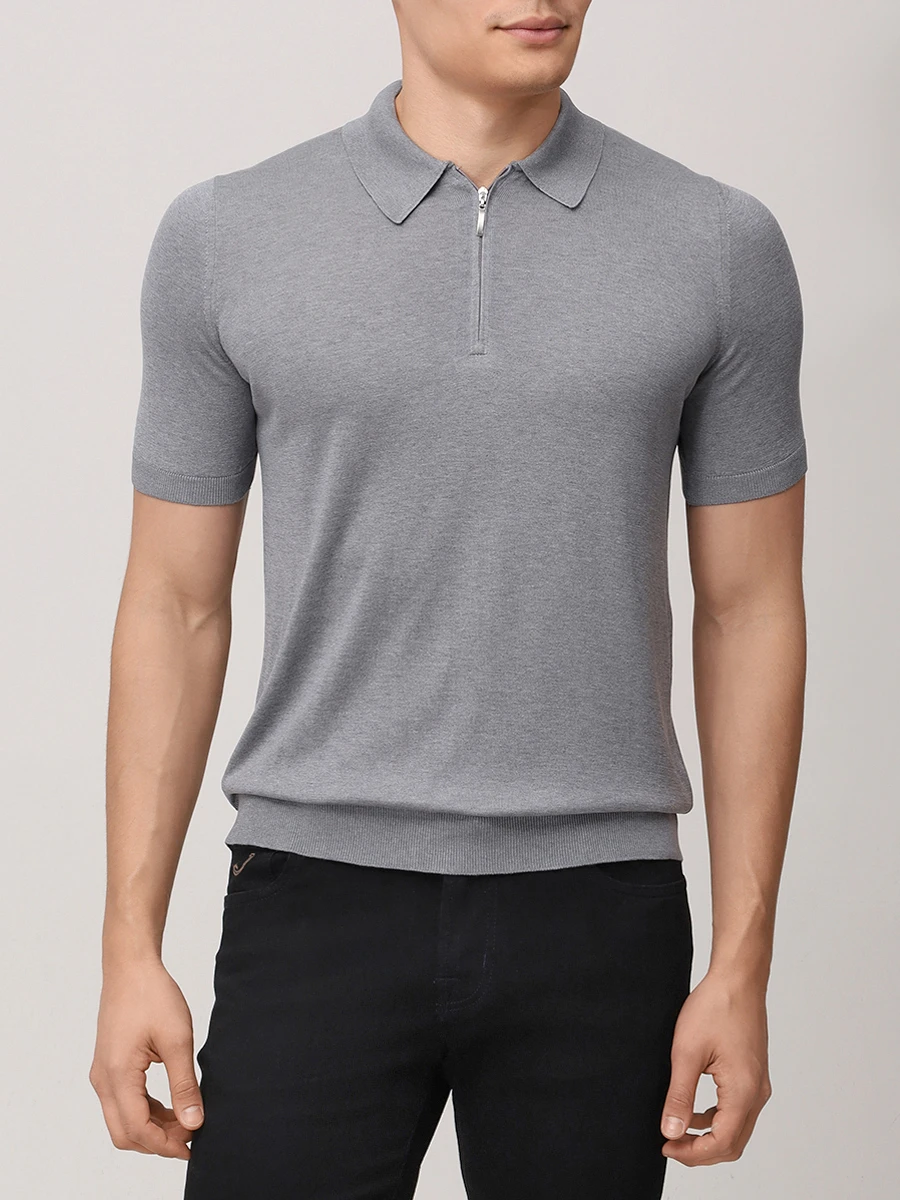 Поло шелковое GRAN  SASSO 43166/23503/060 Серый  Фото 4