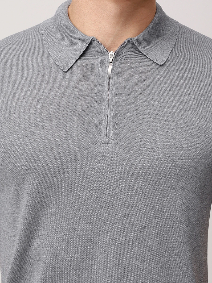 Поло шелковое GRAN  SASSO 43166/23503/060 Серый  Фото 5