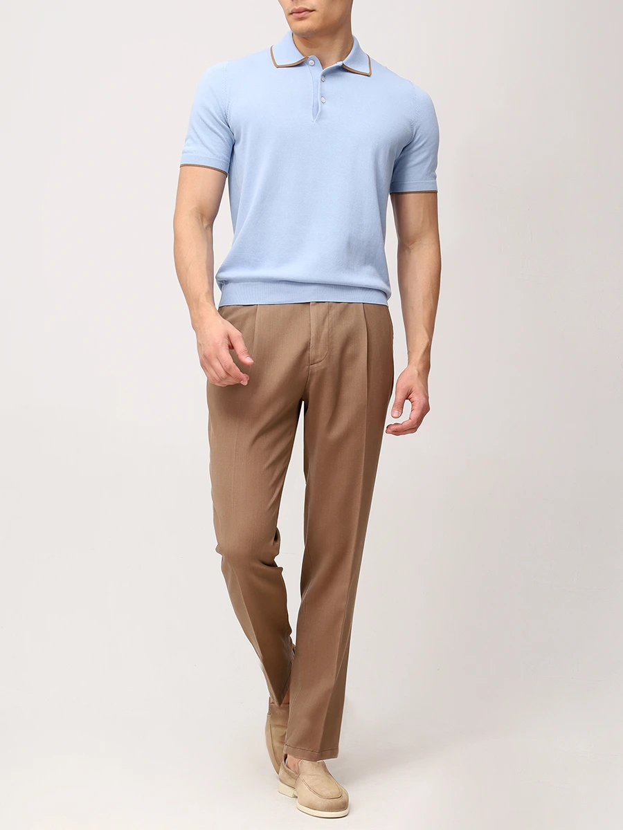 Поло хлопковое GRAN  SASSO 57175/20613/502 Голубой  Фото 2