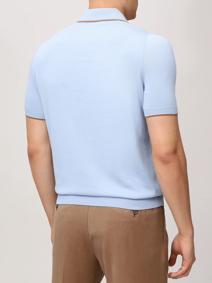 Поло хлопковое GRAN  SASSO 57175/20613/502 Голубой  Фото 3