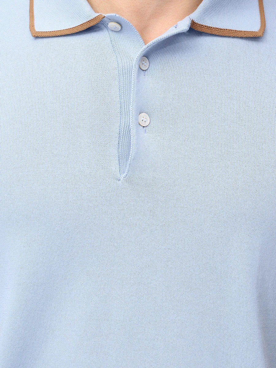 Поло хлопковое GRAN  SASSO 57175/20613/502 Голубой  Фото 5