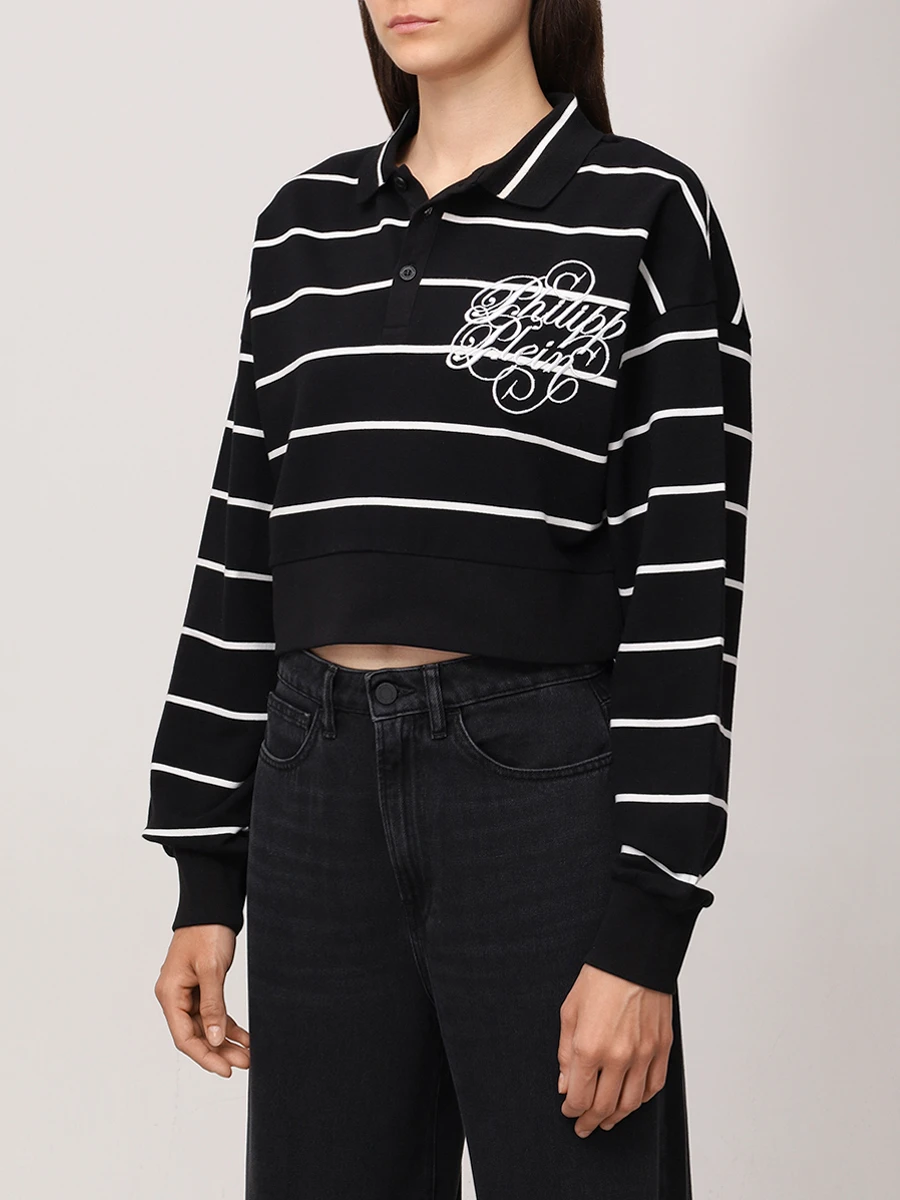Поло хлопковое PHILIPP PLEIN .WTK3654/02 Черный  Фото 4