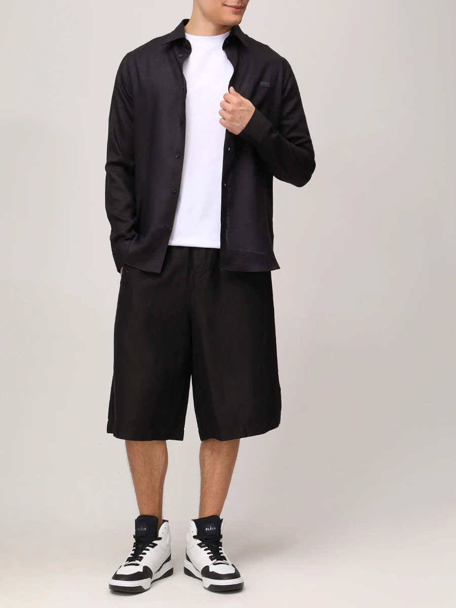 Рубашка льняная PHILIPP PLEIN .MRP2433/02 Черный  Фото 2