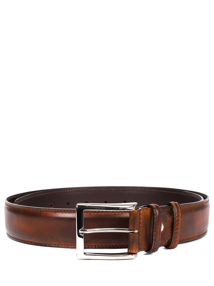 

Ремень кожаный, Коричневый, BELT 120/4 DARK BRUCIATO