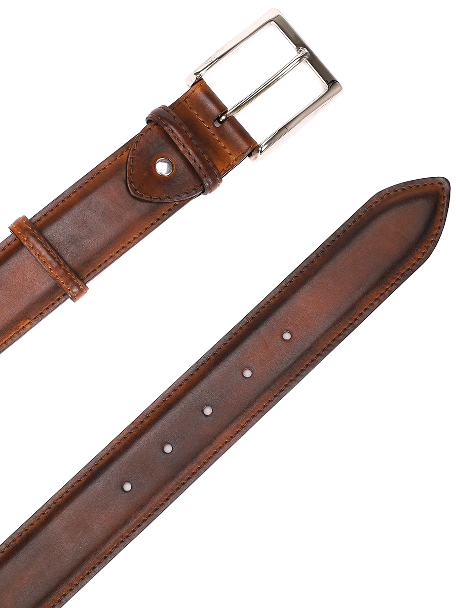 Ремень кожаный BONTONI BELT 120/4 DARK BRUCIATO Коричневый  Фото 3