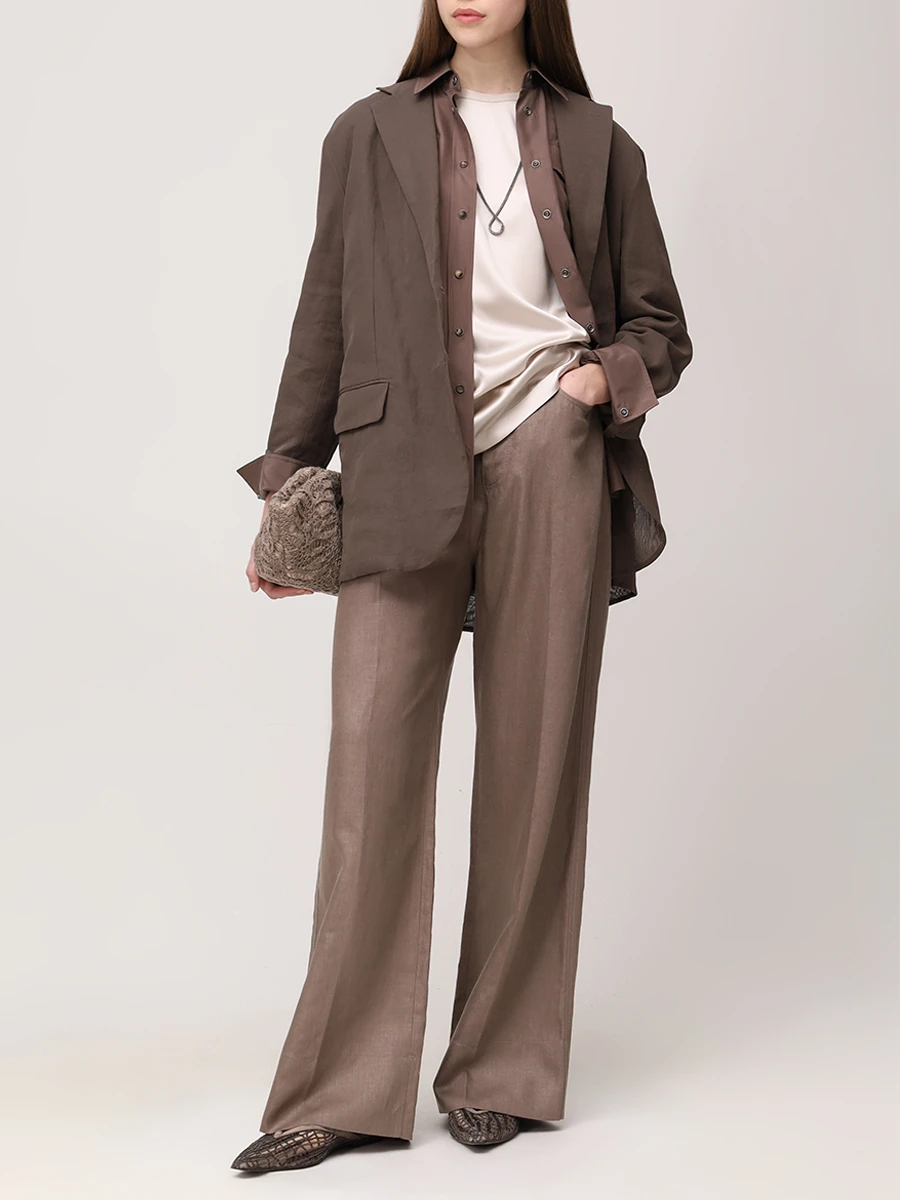 Джинсы льняные BRUNELLO CUCINELLI ML142P8813 C2947 Коричневый  Фото 2