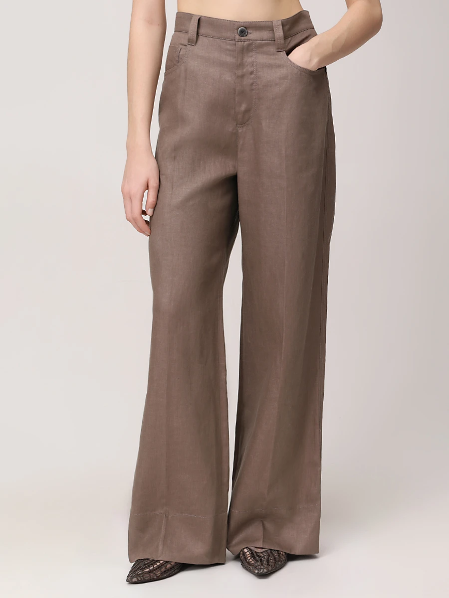 Джинсы льняные BRUNELLO CUCINELLI ML142P8813 C2947 Коричневый  Фото 4